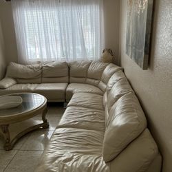Italsofa White Leather Couch 
