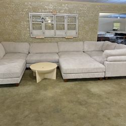Sectional Plush Corduroy White