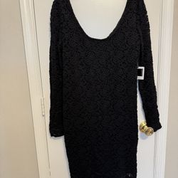 Jessica Simpson Black Floral Lace Dress Size L