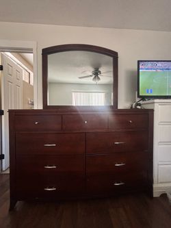 Real solid wood dresser with mirror