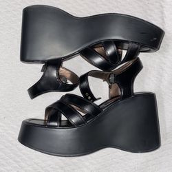 Bongo - Black Strappy  Wedge