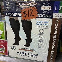 2-Pack Copper Fit Elite Compression Socks Black (many Sizes)
