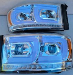 06-08 Dodge Ram LED DRL Projector Headlights Luces Focos Micas Faros Faroles Headlamps