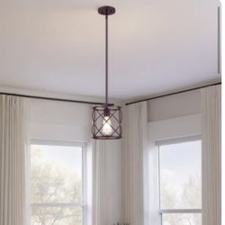 Cedar Hill 1 -Light Bronze Farmhouse Metal Lantern Mini Hanging Pendant Light