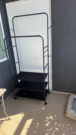 Black Metal Garment Rack with Shelves