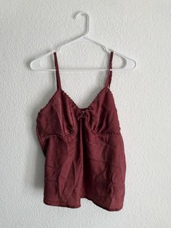 Burgundy Satin Cami Tank Top