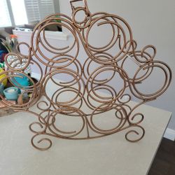 Vintage Metal Wine Rack With Handle