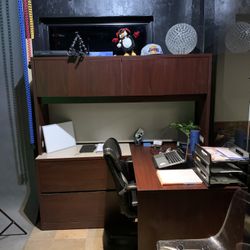 Honc Office Desk, Credenza And File Cabinet 