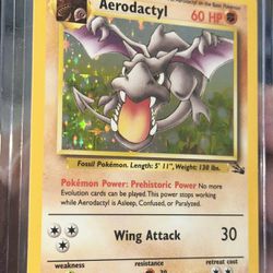 Aerodactyl 1/62 Holo Rare Unlimited Fossil Set Pokemon Card 1999 