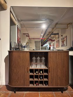 Wood Bar Cabinet with Wine Rack