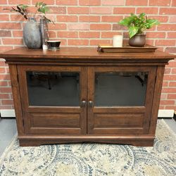 TV Stand With beveled Glass Doors And Adjustable Shelves