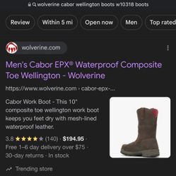 Wolverine  Work boots Size 9