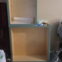   2 Pieces  Babinets With Door And SHELVES ,SOLID Woods, Jade Green , 