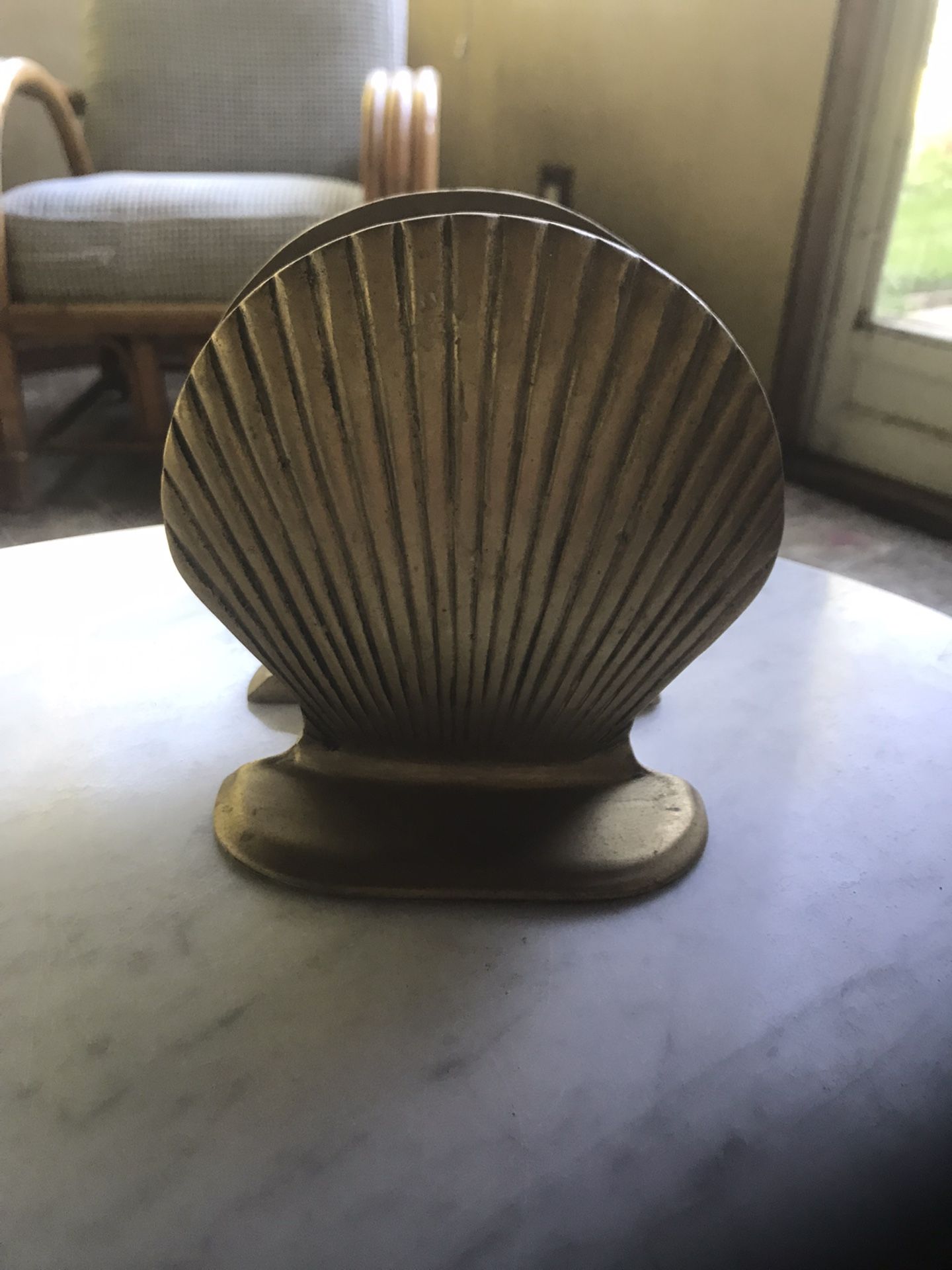 Solid brass shell Bookends