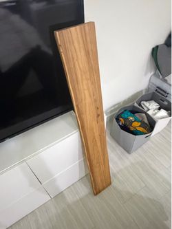 56” Live Edge Solid Wood Floating Shelf w/ Hidden Steel Bracket – New