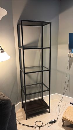 IKEA metal and glass open shelf