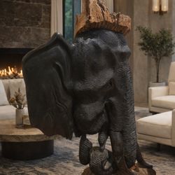 Hand-carved elephant sculpture