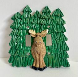 3D Moose Wildlife Double Light Switch Plate Cover (Used)