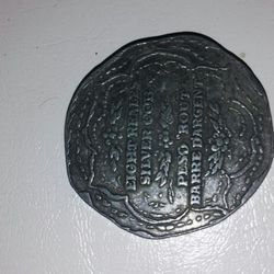 Eight Reales Silver Cob Peso Bout Barre D'Argent Token Coin