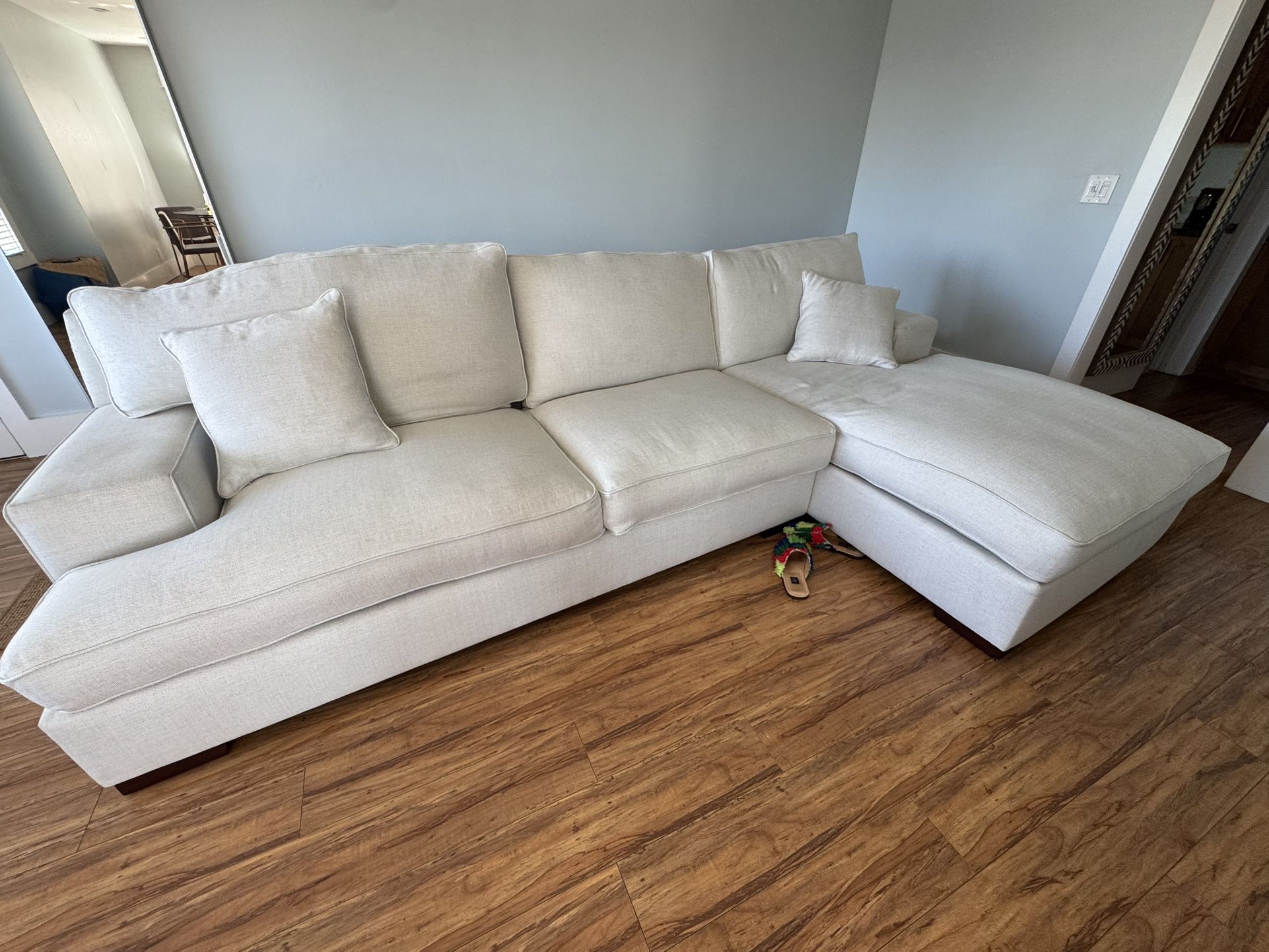 74” Overstuffed Sofa With left Sided Chaise Lounge