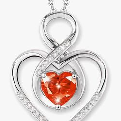 Heart Necklace for Women, 925 Silver Necklace with Infinity Heart Pendant