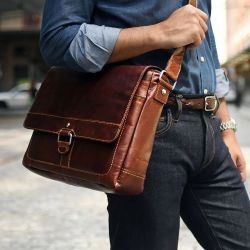 Jack Georges Handmade Full Grain Leather Crossbody Messenger Bag