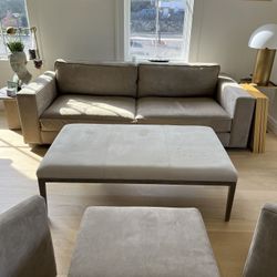 RH Suede Leather Ottoman Coffee Table