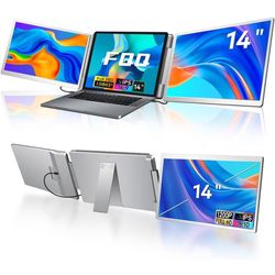Brand New    Laptop Screen Extender, 14-inch FHD 1200P IPS Triple Screen Laptop Monitor Extender Fits 12–16.5 inch, Portable Monitor Compatible with W