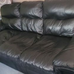 Cosey Faux Black Leather Couch