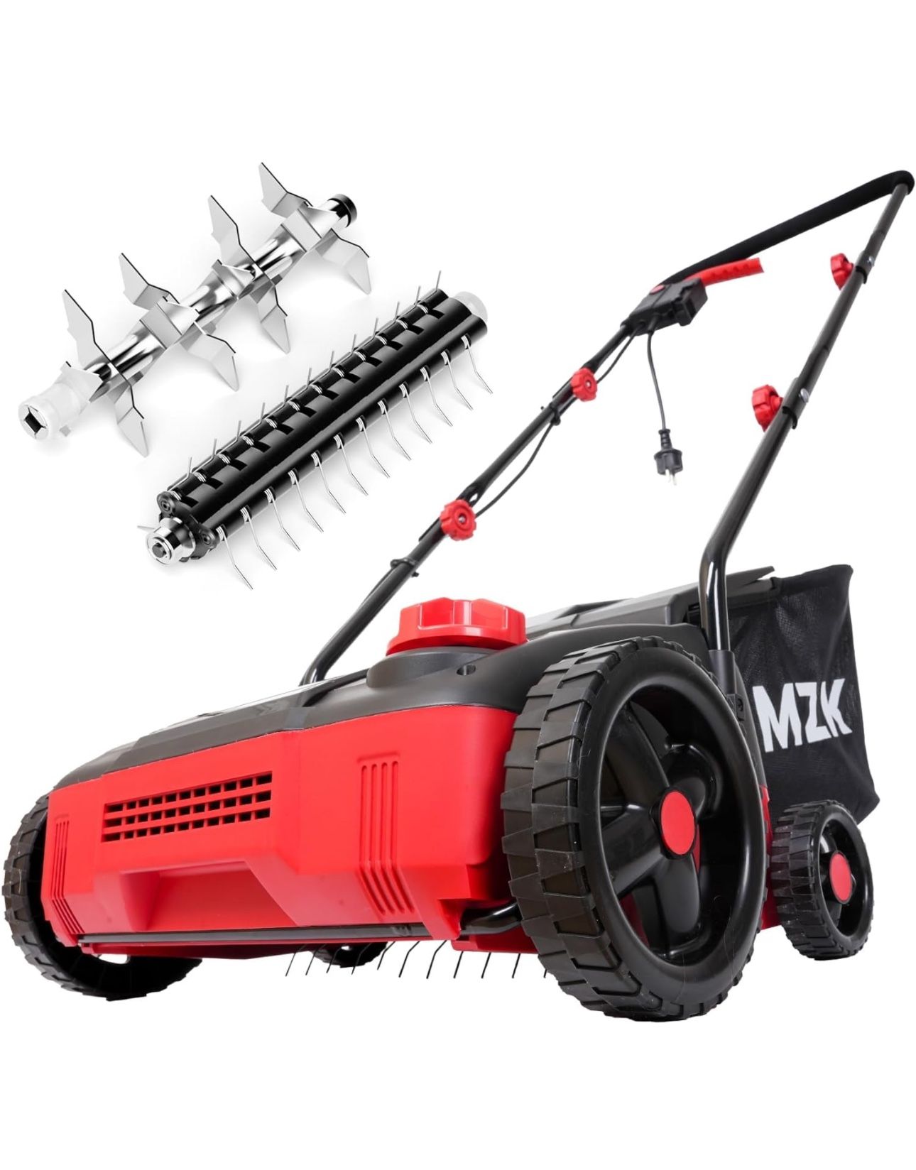 MZK 13-inch 12-Amp 2-in-1 Electric Dethatcher and Scarifier w/Removeable 8-Gallon Collection Bag