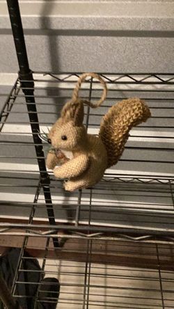Burlap 2Squirrels ,owl and joy Hanging Ornament