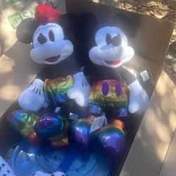 Disney Pride Large Plush Mickey Mouse and Minnie Mouse. 