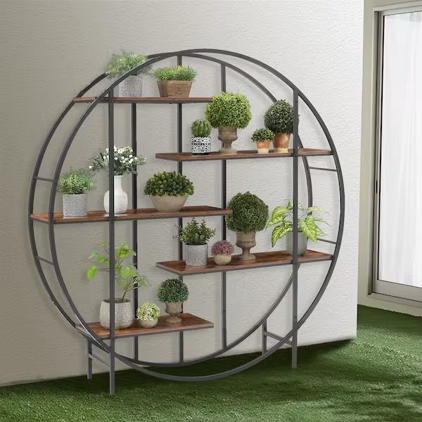 67” 5Tiered Round Display Shelves w/ Metal / Wood Accents [NEW IN