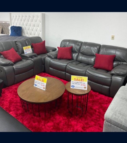 *Weekly Feature!!!* Attractive Madrid Gray Leather Reclining Sofa/Loveseat Sets Now $999!!! Delivery And Financing😎