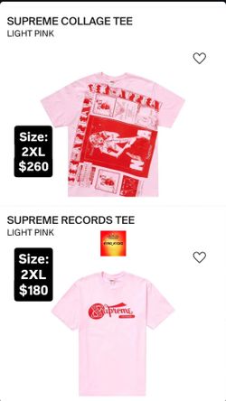 Supreme Collage & Records Tee Light Pink Size 2XL