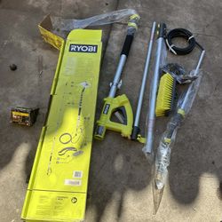 RYOBI 18 ft. Telescoping Extension Pole with Brush for Most Gas Electric and Cordless Pressure Washe