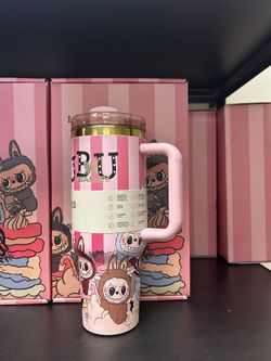 Stanley 40 oz labubu Tumbler with Handle and Straw,gift box