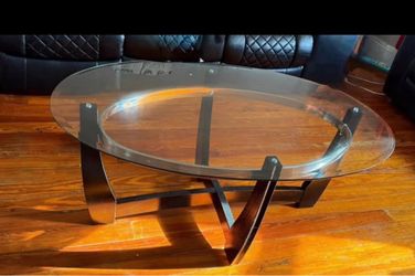 set of 3 coffee tables, Thicker Tempered Glass Top & Wood Black
