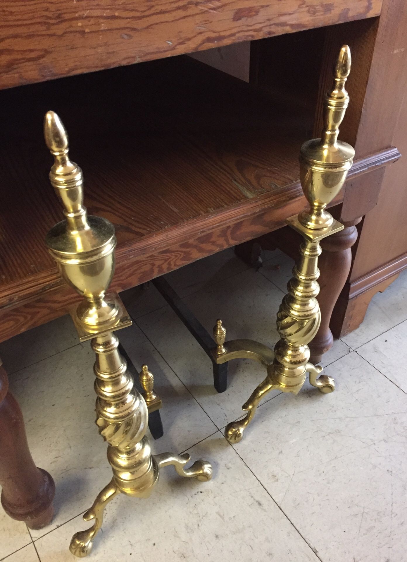 Brass andirons