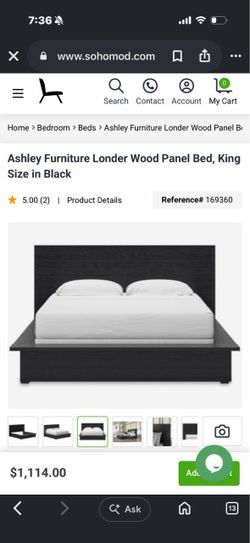 Ashley Furniture Londer Wood Panel Bed, Queen Size in Black