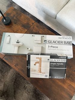 Gold Glacier Bay Faucet + Matte Black Accessories