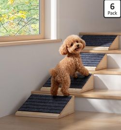 4 PCS Dog Ramp for Stairs, Non-Slip | Sturdy | Wooden Dog Stairs Pet Ramp