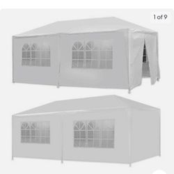 10'x20' Outdoor Party Tent, Large Wedding Birthday Tents for Parties, White Canopy Tent with 6 Removable Si detalla 