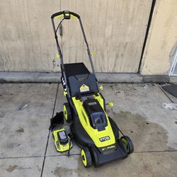 RYOBI ONE+ HP 18V Brushless 16 in. Cordless Battery Walk Behind Push Lawn Mower with (1) 4.0 Ah Batteries and (1) Charger