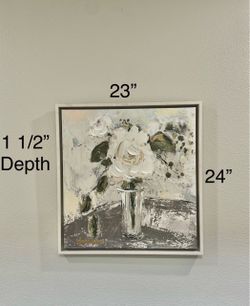 Artwork; Gray and White Foral Hobby Lobby Artwork; Excellent Condition ; Pre-Owned - OBO