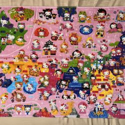 RARE Sanrio HELLO KITTY GOTOCHI JAPAN MAP Design Limited Edition Bath Towel