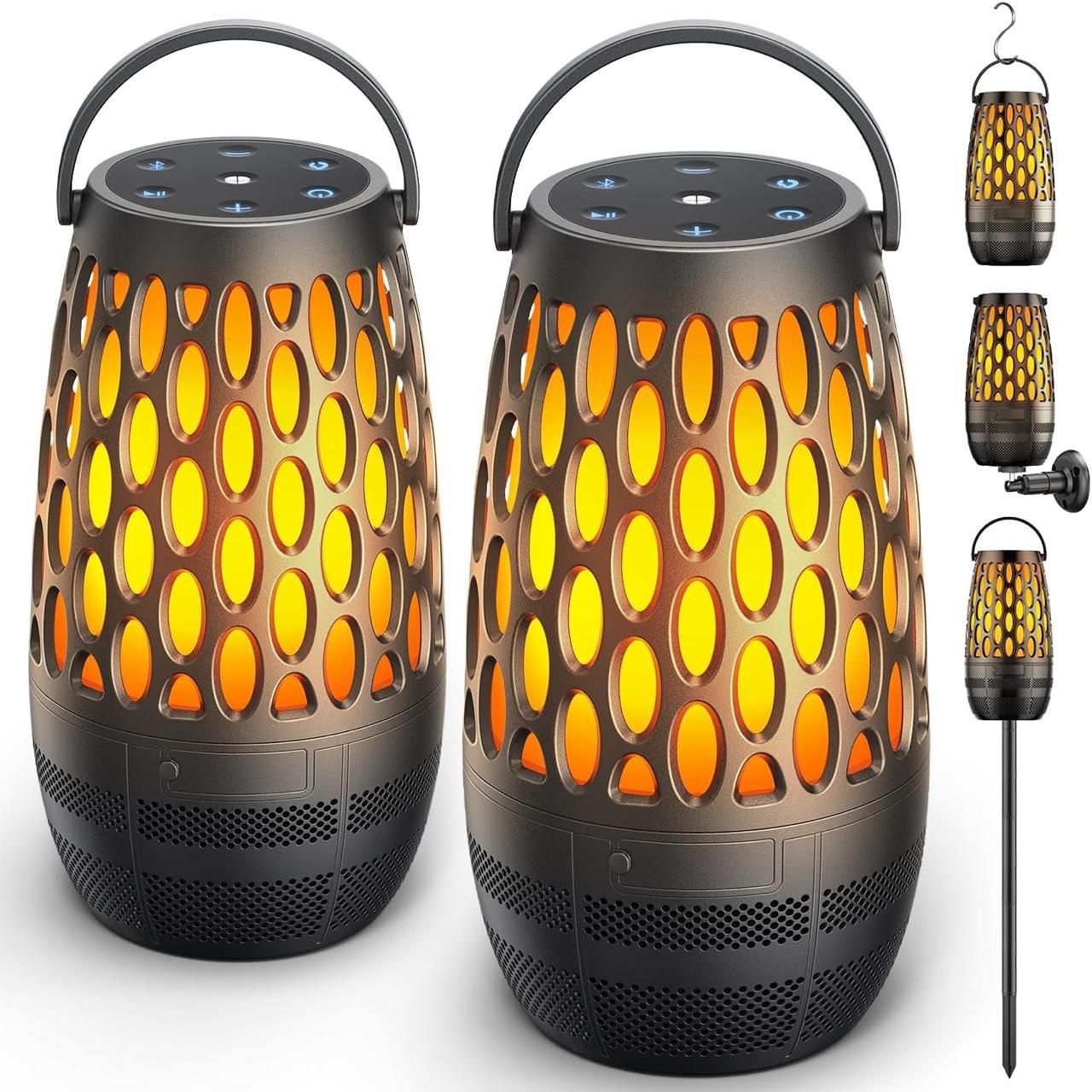 Brand New Outdoor Speakers Bluetooth Waterproof IPX6 with Flame Lights, Gadget Gifts for Dad Her Him