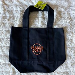 Trader Joe's 2026 Trick or Treat Mini Canvas Tote Bag Black Orange Halloween NWT
