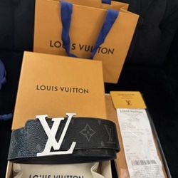 Black Silver Lv Belt With Box And Everything