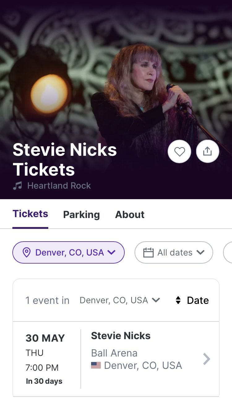 Great Deal On Great Seats For Stevie Nicks!